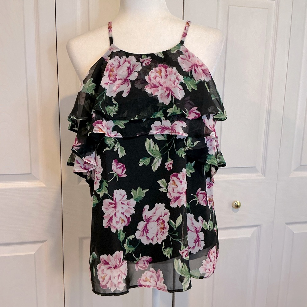 C Floral Sleeveless Top / Blouse - Sixe Medium (00913)